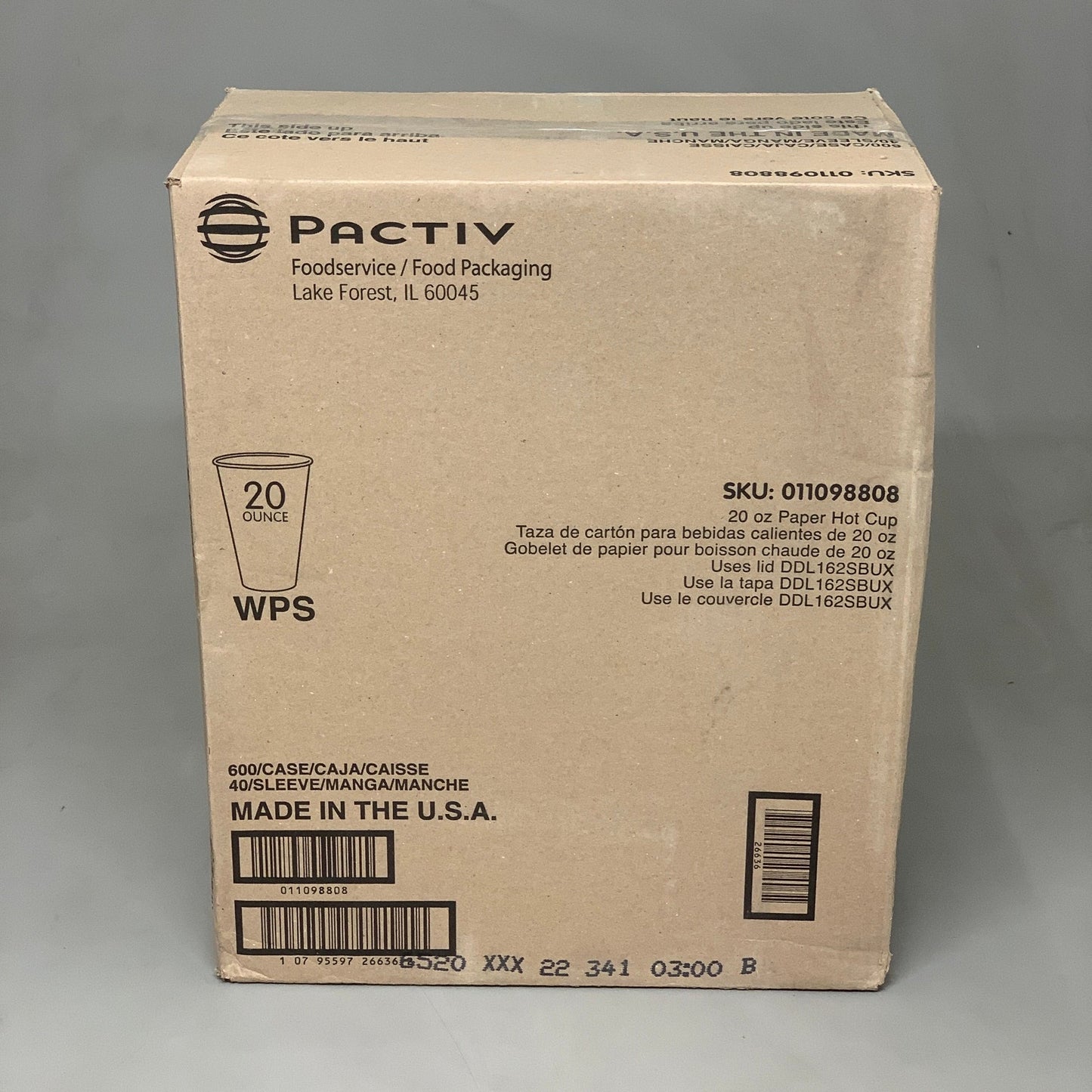 STARBUCKS 20 oz Venti HOT Cups White 600 ct Model: 011098808
