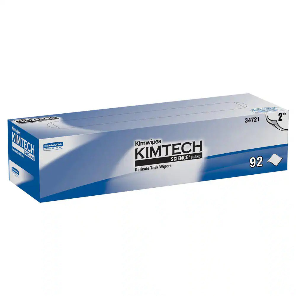 KIM TECH Dry Wipe, White, Box, 2-Ply Tissue, 92 Wipes, 14.4 in x 16.4 in