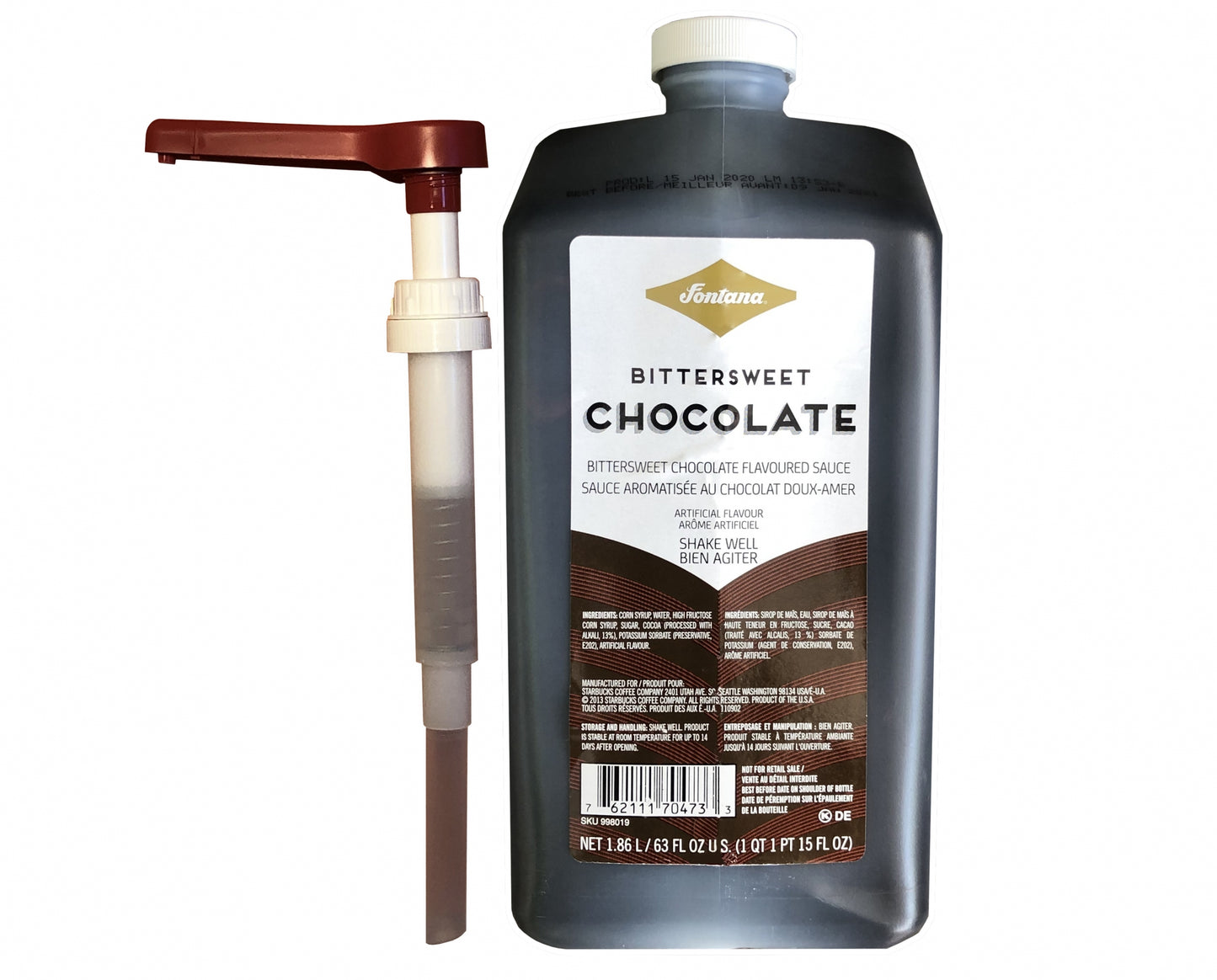 STARBUCKS Fontana Bittersweet Chocolate Flavored Sauce 1.86 L Best By: 10/24