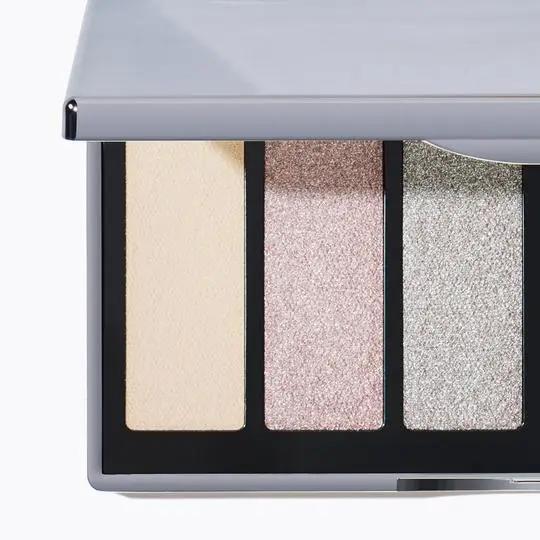 Maelle ENCHANTED EYESHADOW COLLECTION - Six eyeshadow shades in a mirrored compact. Shades: Pearl, Quartz, Amethyst, Smoked Topaz, Pink Diamond, Onyx Glitter Matte Metallic Makeup Cosmetic