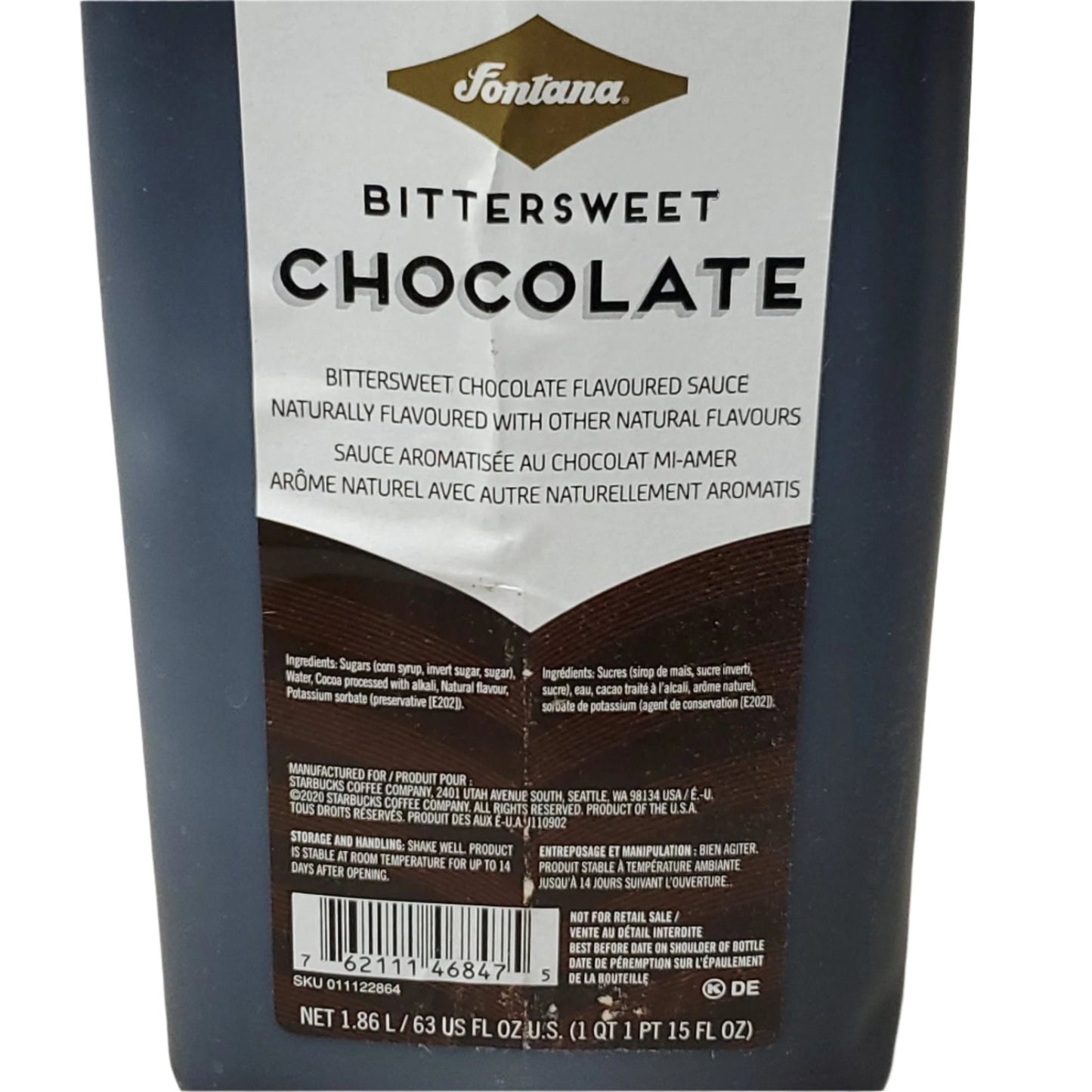 STARBUCKS Fontana Bittersweet Chocolate Flavored Sauce 1.86 L Best By: 10/24