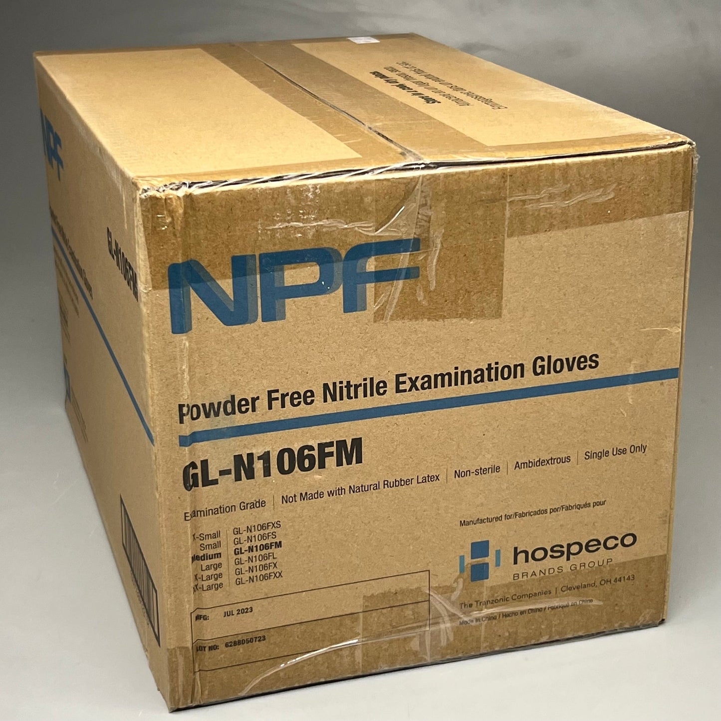 NPF 100ct Nitrile Powder Free Exam Gloves Sz M Blue