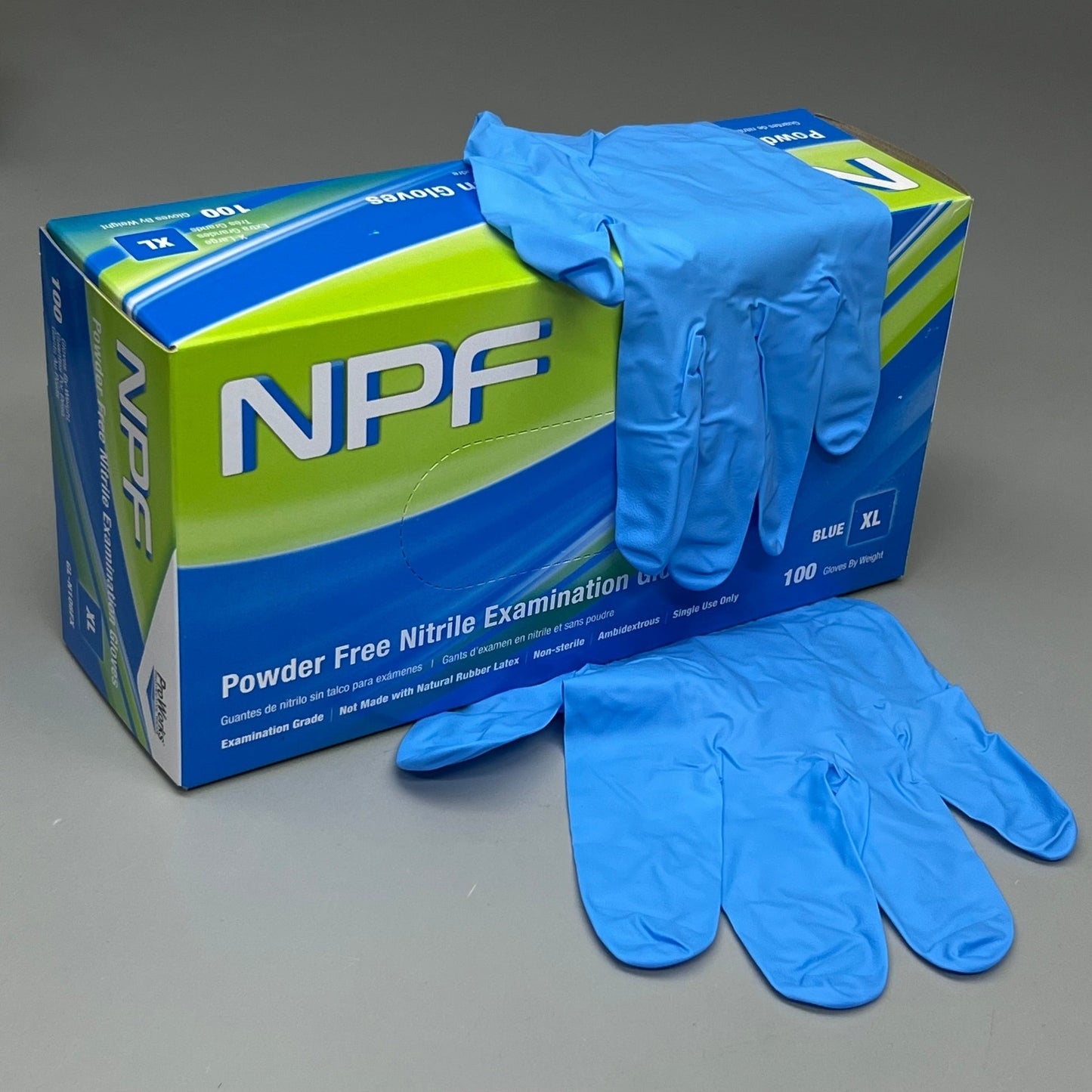 NPF 100ct Nitrile Powder Free Exam Gloves Sz XL Blue