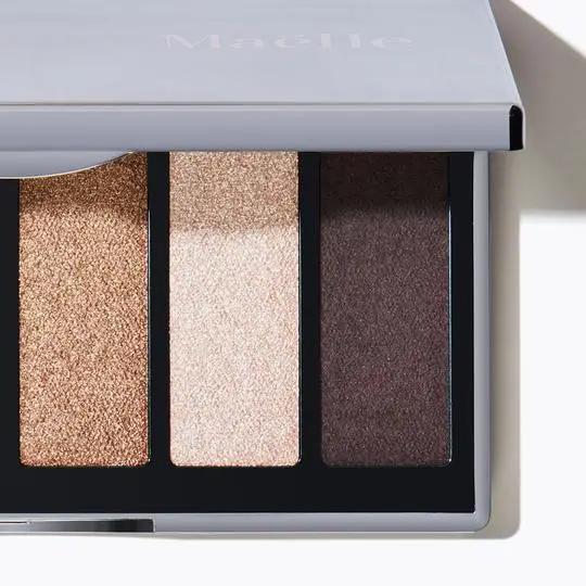 Maelle ENCHANTED EYESHADOW COLLECTION - Six eyeshadow shades in a mirrored compact. Shades: Pearl, Quartz, Amethyst, Smoked Topaz, Pink Diamond, Onyx Glitter Matte Metallic Makeup Cosmetic