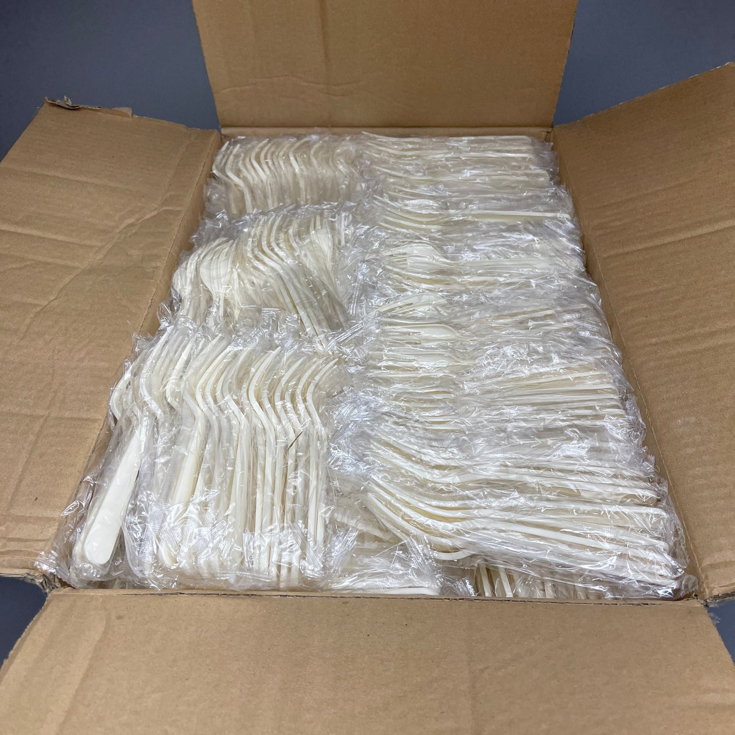 KANAK NATURALS Flexible Plastic Forks 7" 1000/ct Natural Sustainable Heavy Weight Individually Wrapped, Color: Cream Model: PC6200