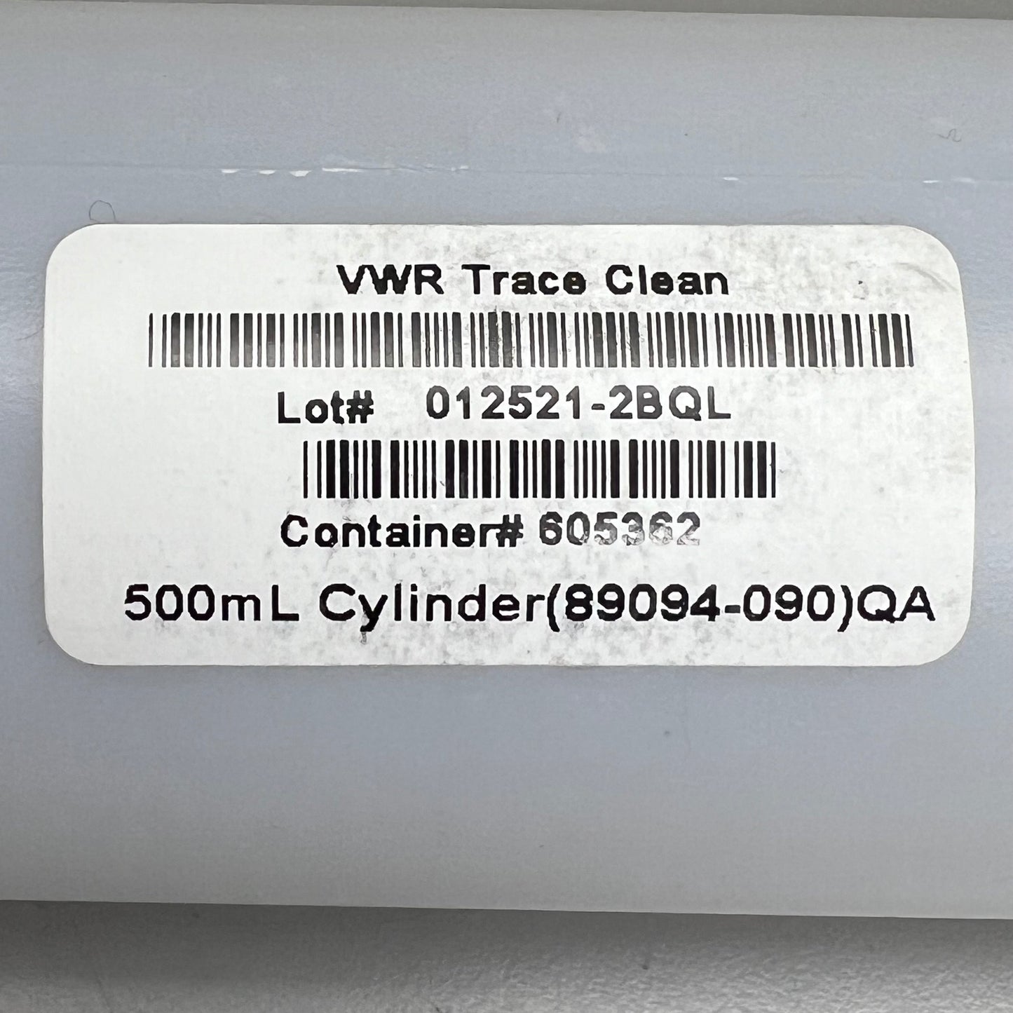 VWR TraceClean Cylinder Bottles 500mL 24 ct. Natural #89094-090