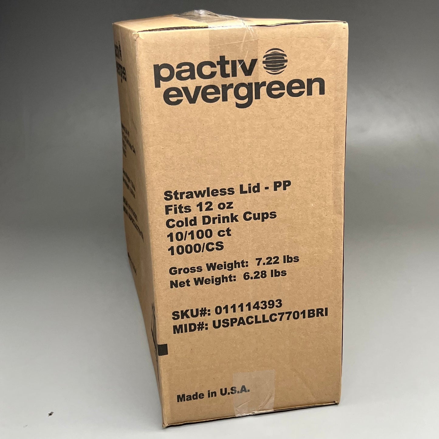 PACTIV EVERGREEN Strawless COLD Cup Lids for 12 oz 1000 ct.