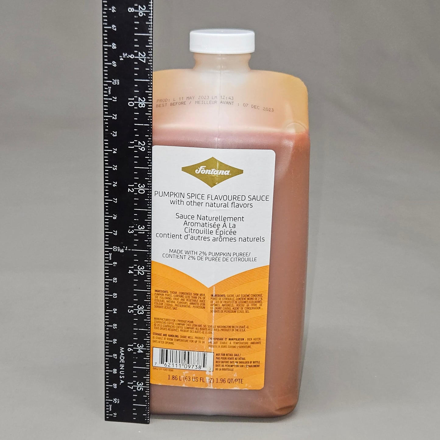 STARBUCKS Pumpkin Spice Flavored Sauce (1.86 L/bottle) Shelf Stable BB: 1/24 (as-is)
