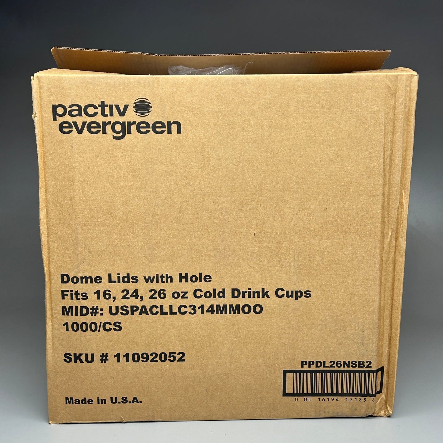 PACTIV EVERGREEN Dome Lids w/ Hole COLD Cup 16, 24, 26 oz Clear 1000 ct Model: USPACLL31