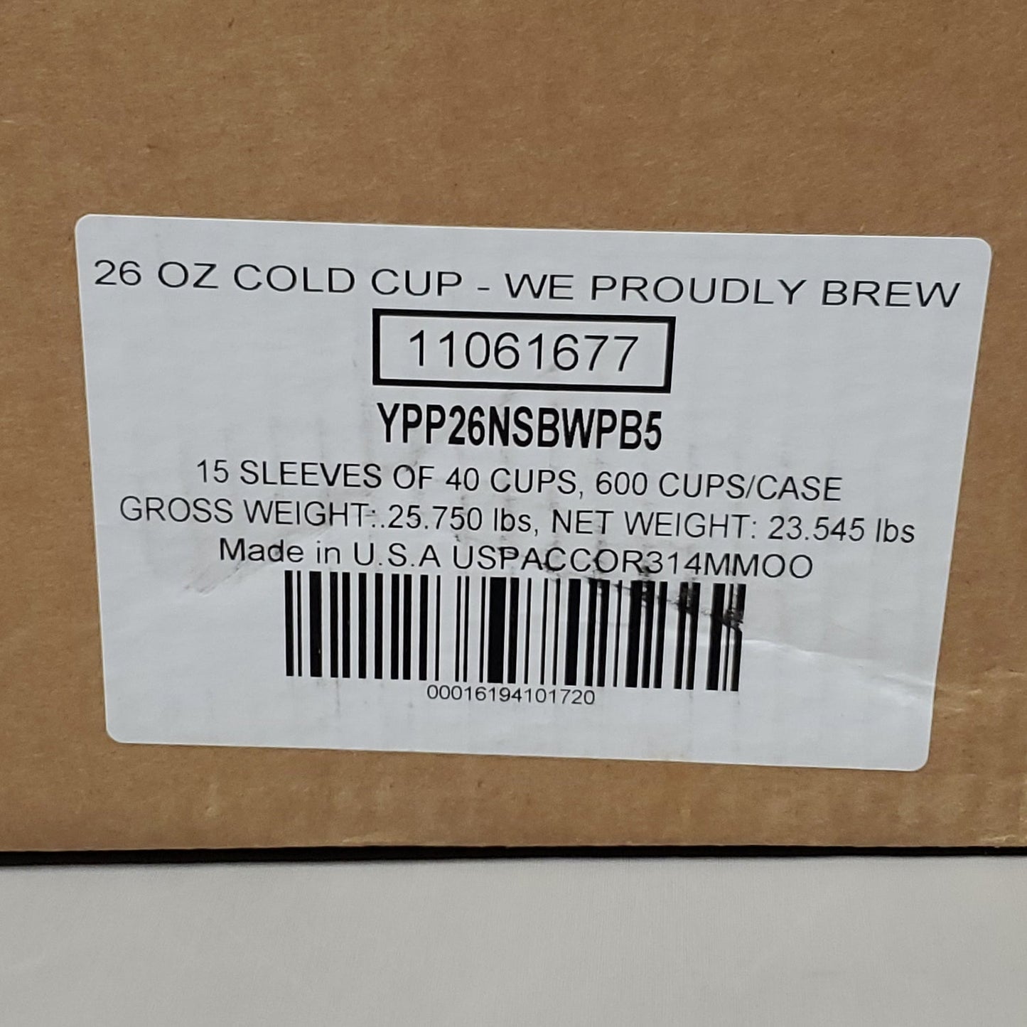 STARBUCKS 26 oz Venti COLD Cups Clear 600 ct Model: 11061677