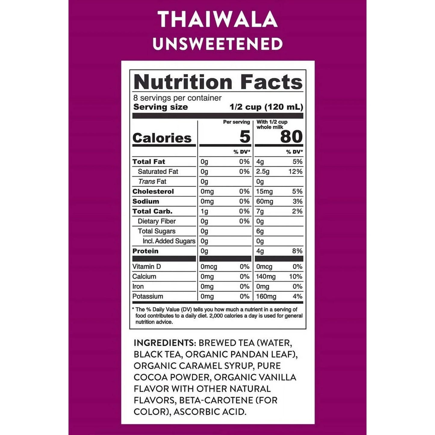 Thaiwala All Natural Thai Tea Black Tea Concentrate Unsweetened 32 FL OZ (1L)Shelf Stable (as-is) BB: 10/23