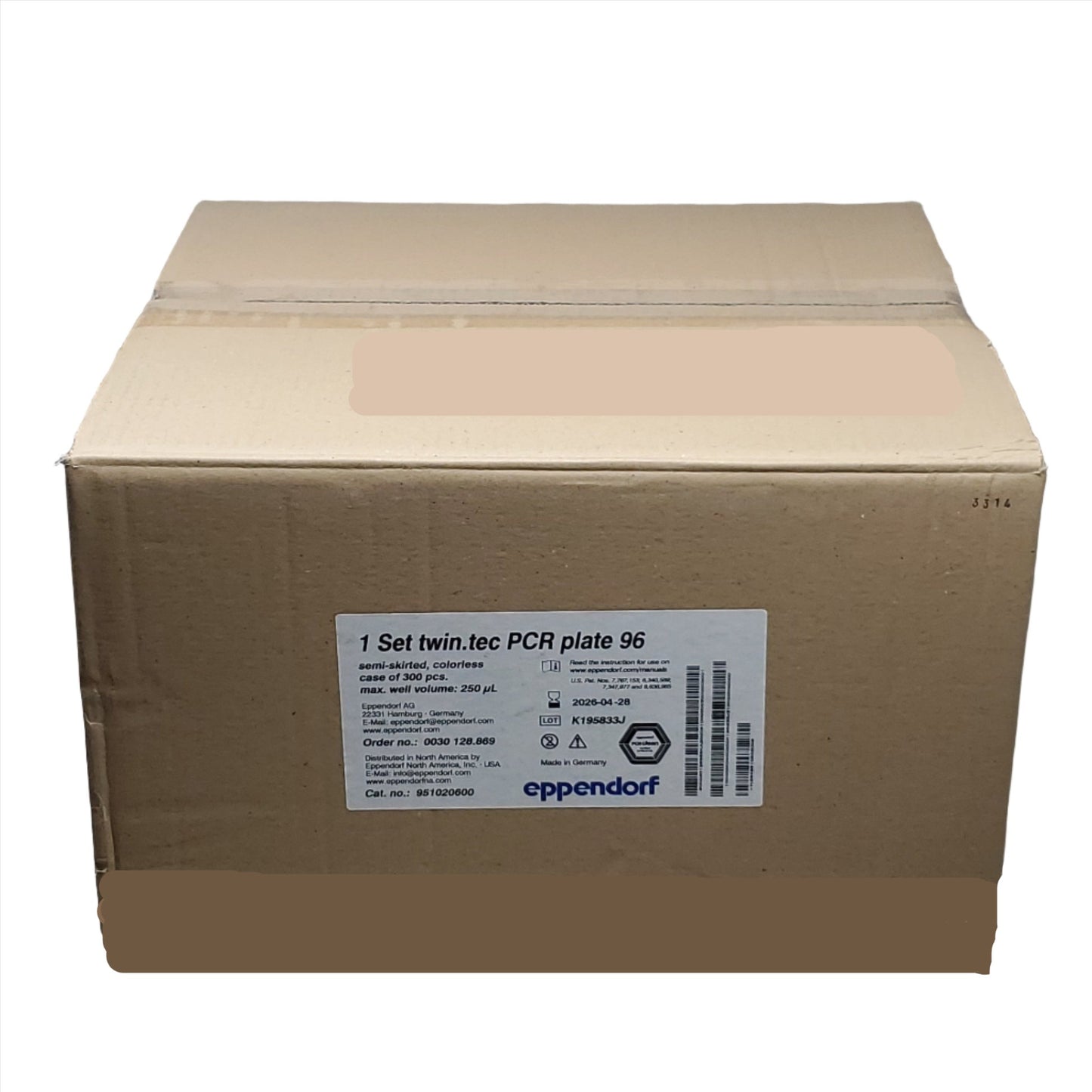 EPPENDORF AG Twin.Tec Microbiology PCR Plates 250 uL Semi-Skirted Colorless Case, 300x ct., #951020600