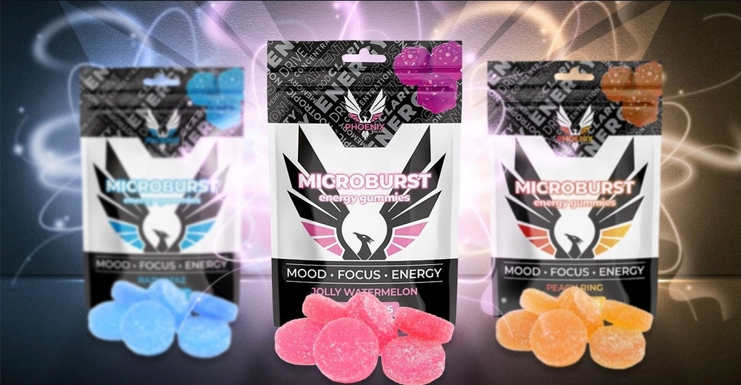 Phoenix Energy Microburst Energy Gummies Multi Flavor 10.6oz Box