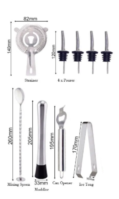 PURE VINTAGE Bartender Kit - 13 Piece Professional Bar Set