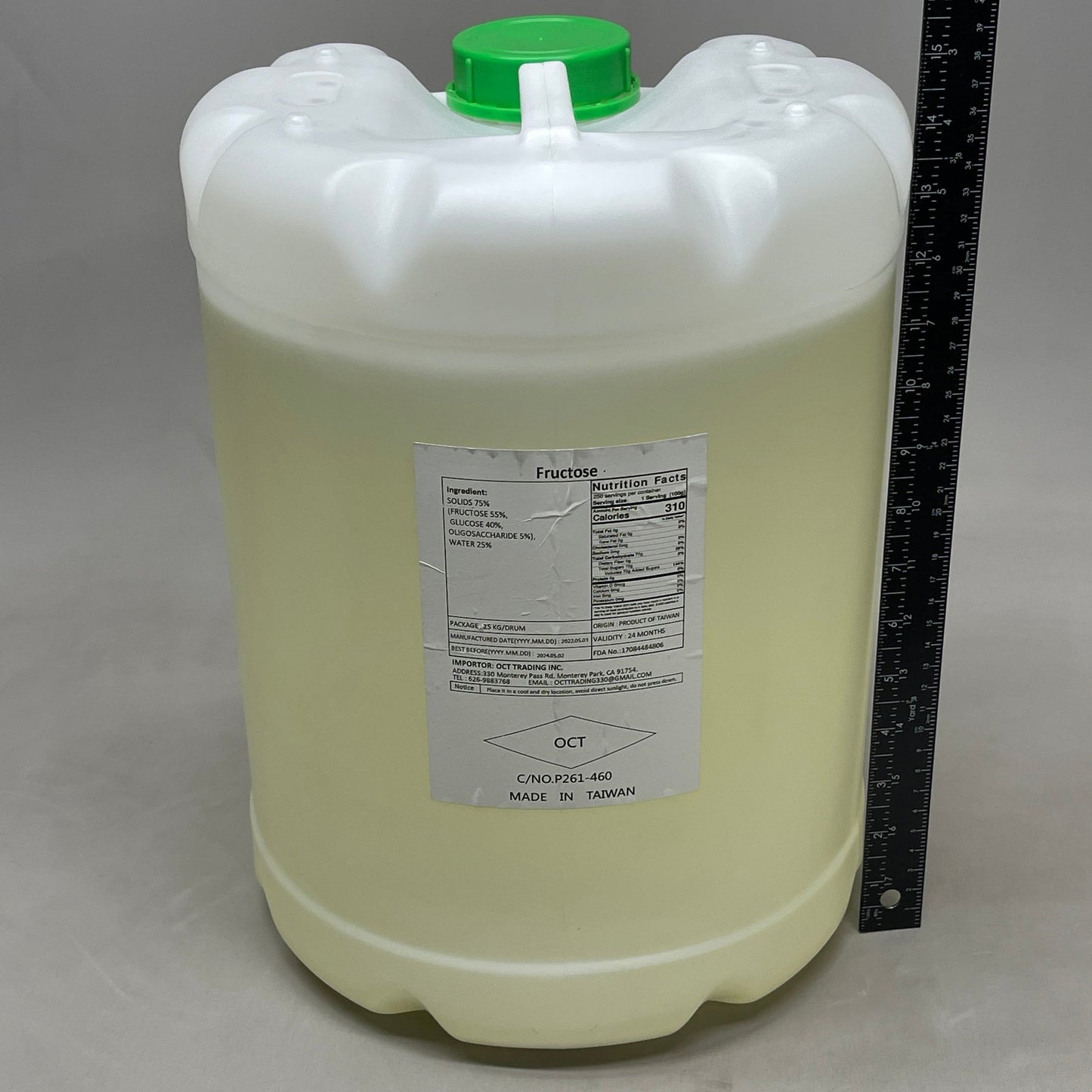 Oct Trading Liquid Fructose - 25kg Drum / 55 lbs. Shelf Stable (as-is)