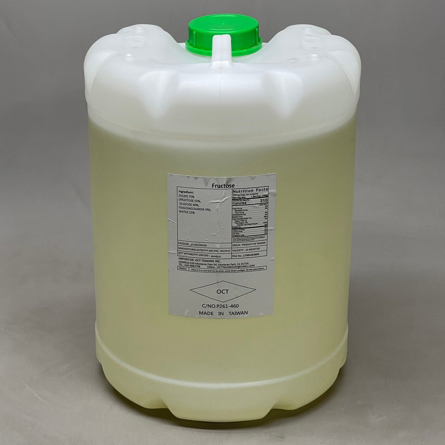 Oct Trading Liquid Fructose - 25kg Drum / 55 lbs. Shelf Stable (as-is)