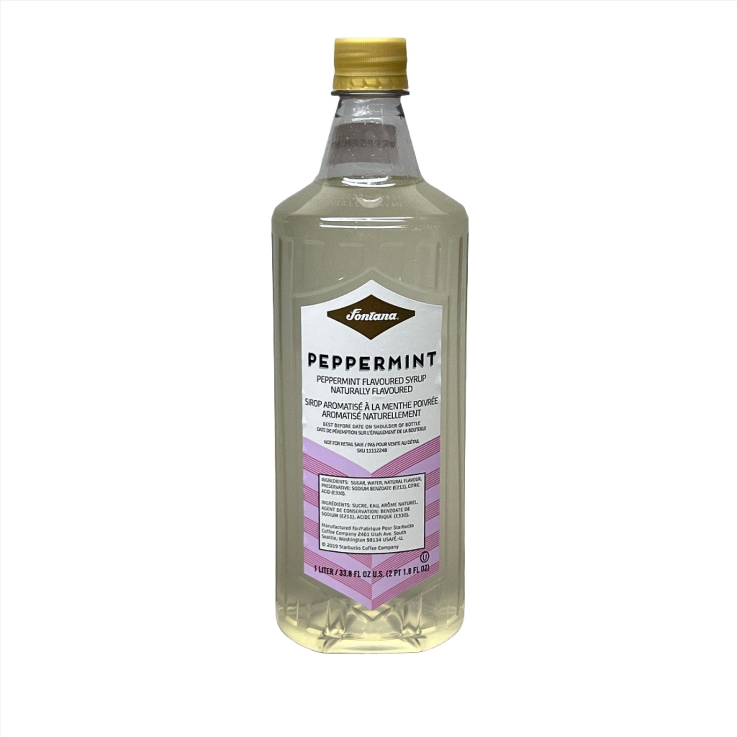 STARBUCKS Fontana Peppermint Syrup 33.8 fl oz Shelf Stable (as-is) Best By: 03/24