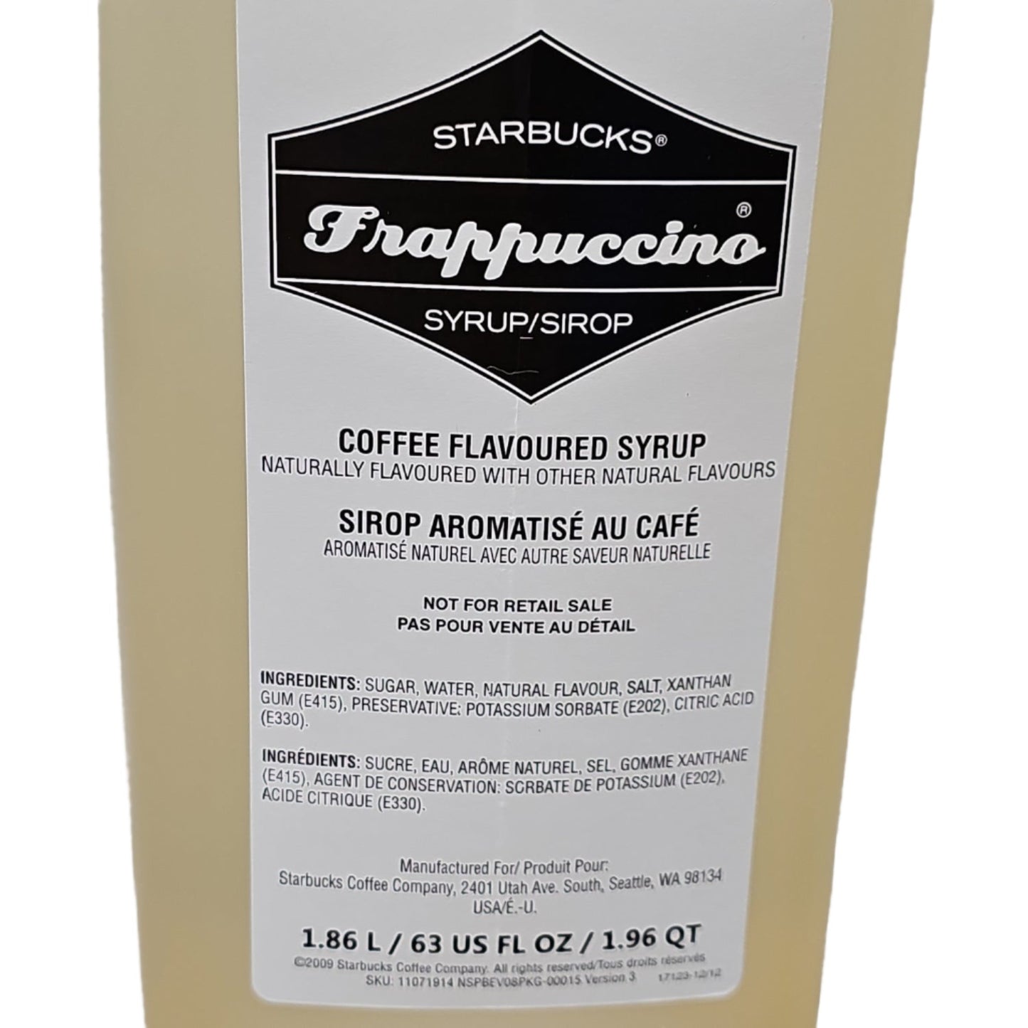 STARBUCKS Frappuccino Syrup COFFEE Flavored Syrup - 1.86 L Shelf Stable (as-is) Best By: 5/24