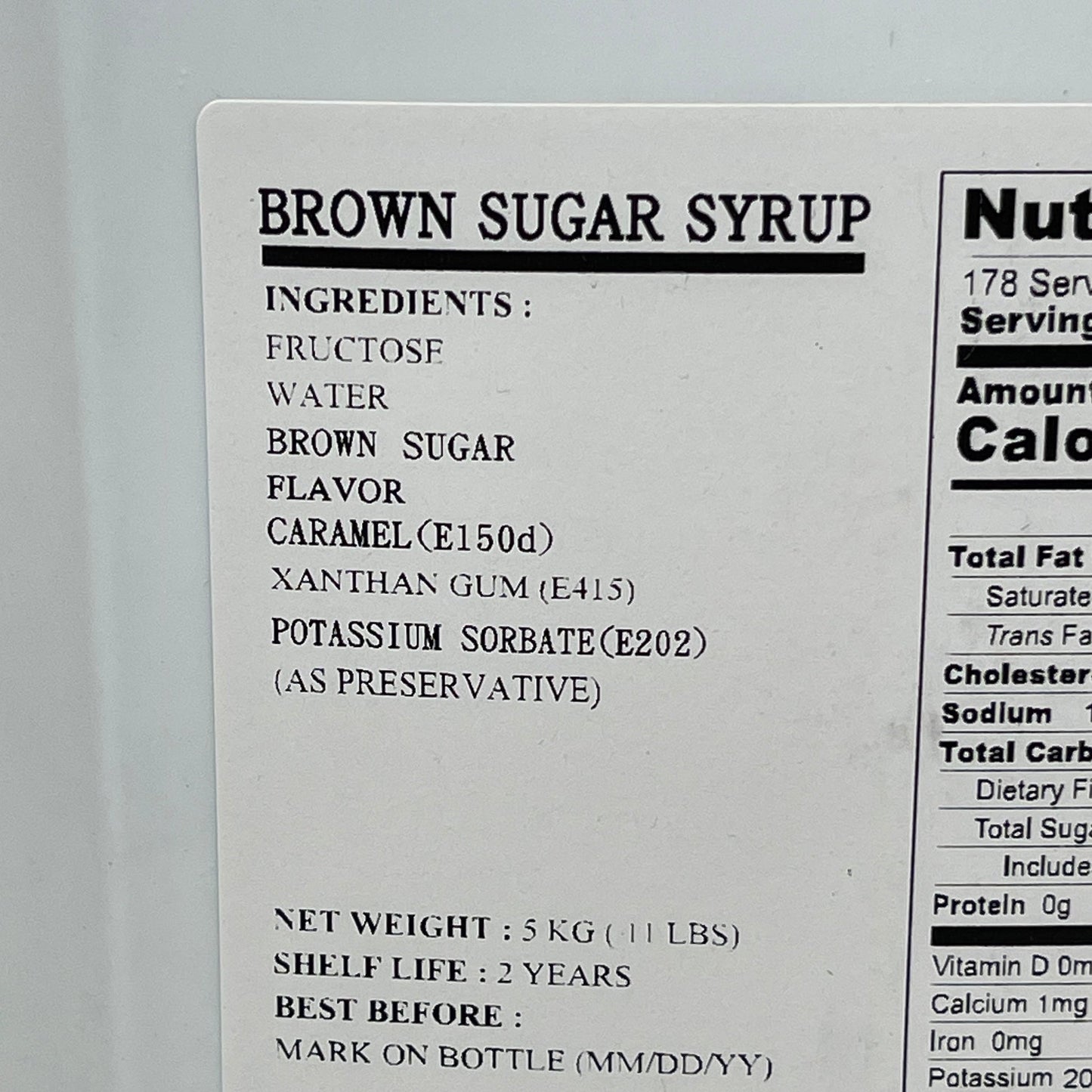 BROWN SUGAR SYRUP for BOBA 11 lbs. Shelf Stable (as-is) Best By: 2/24