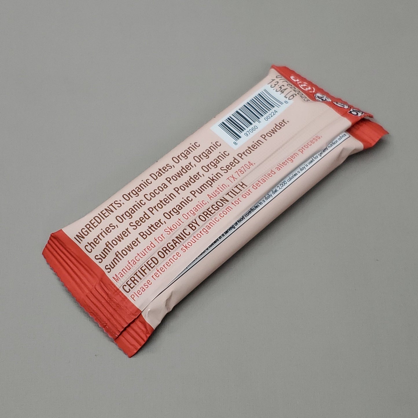 Skout Organic Chocolate Cherry Protein Bars Organic & Plant-Based Ingredients 12x/1.9 oz. Shelf Stable (as-is) Best By: 2/23