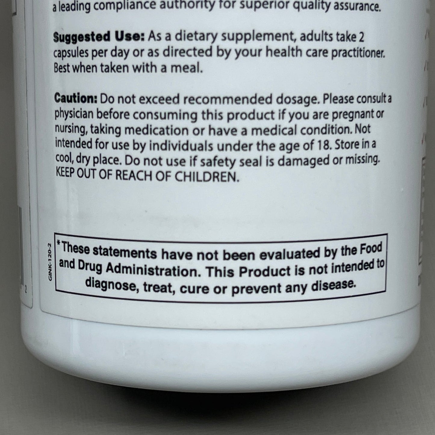 Superior Labs Organic Ginkgo Biloba 1200mg 120 Capsules