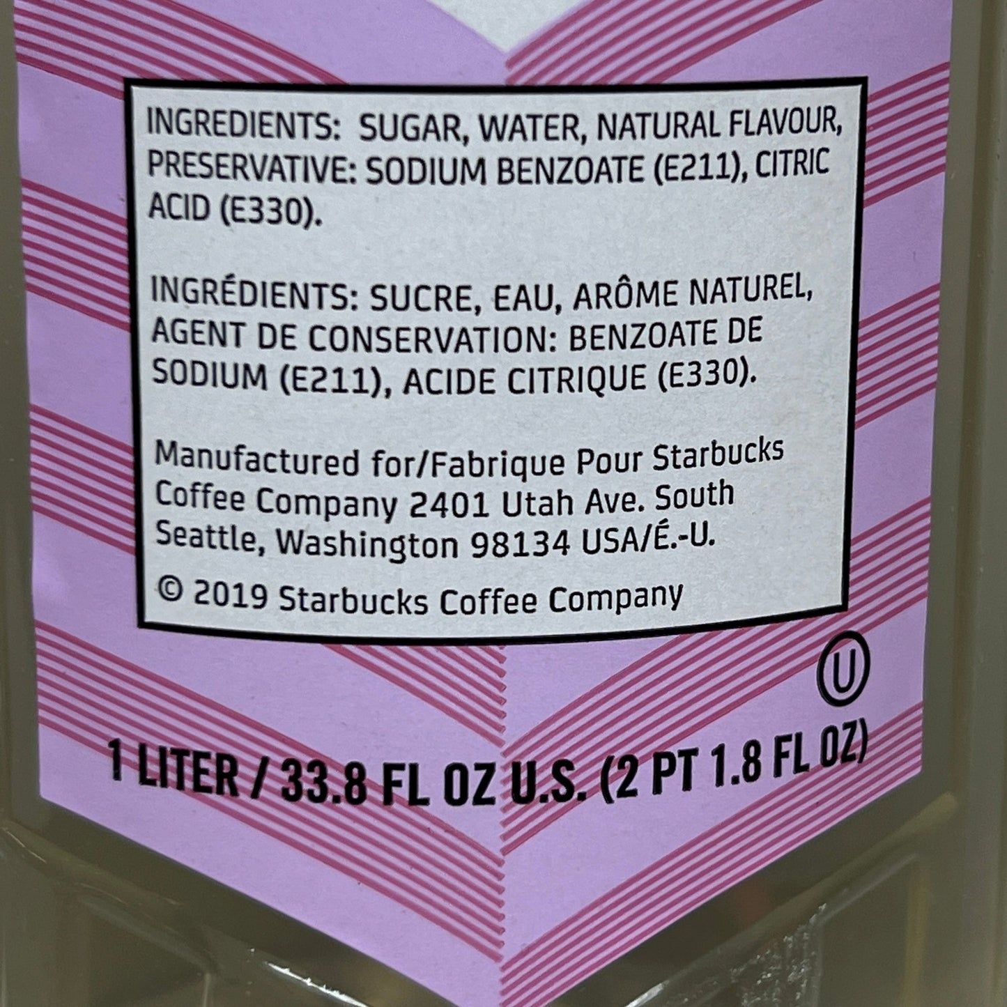 STARBUCKS Fontana Peppermint Syrup 33.8 fl oz Shelf Stable (as-is) Best By: 03/24