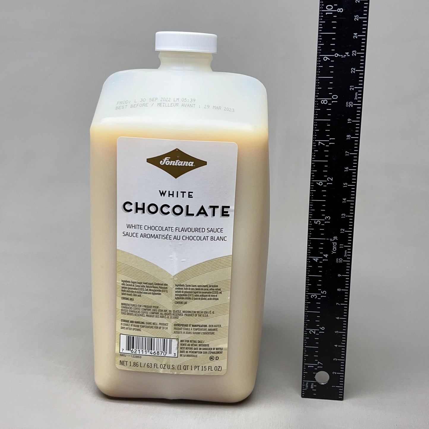 STARBUCKS Fontana White Chocolate Sauce - 63 fl.oz. Shelf Stable (as-is) Best By: 12/24