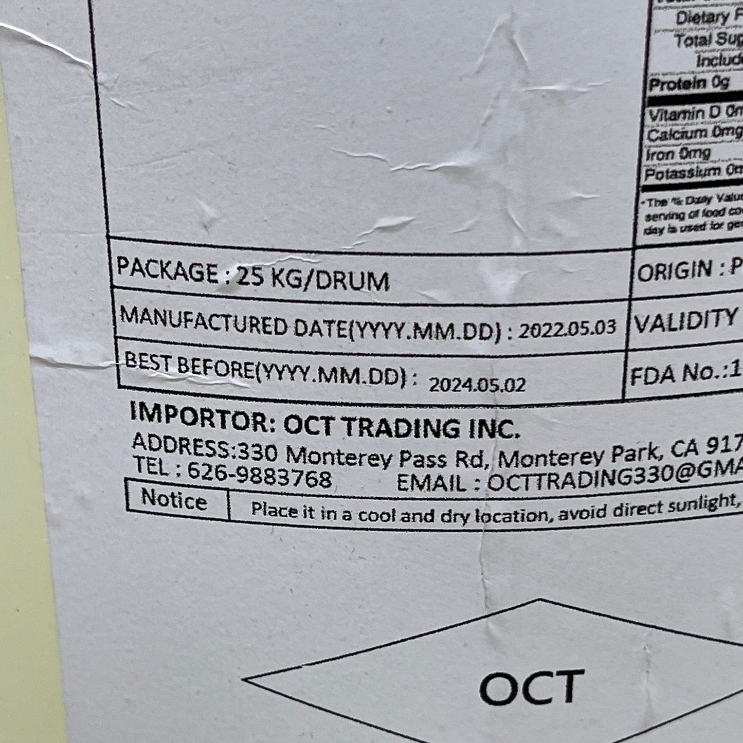 Oct Trading Liquid Fructose - 25kg Drum / 55 lbs. Shelf Stable (as-is)