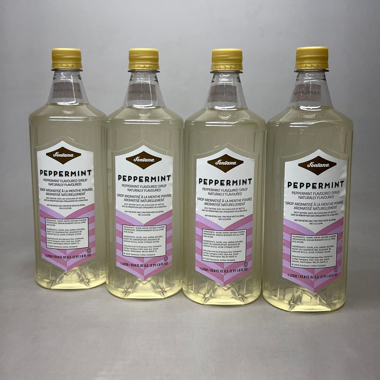 STARBUCKS Fontana Peppermint Syrup 33.8 fl oz Shelf Stable (as-is) Best By: 03/24