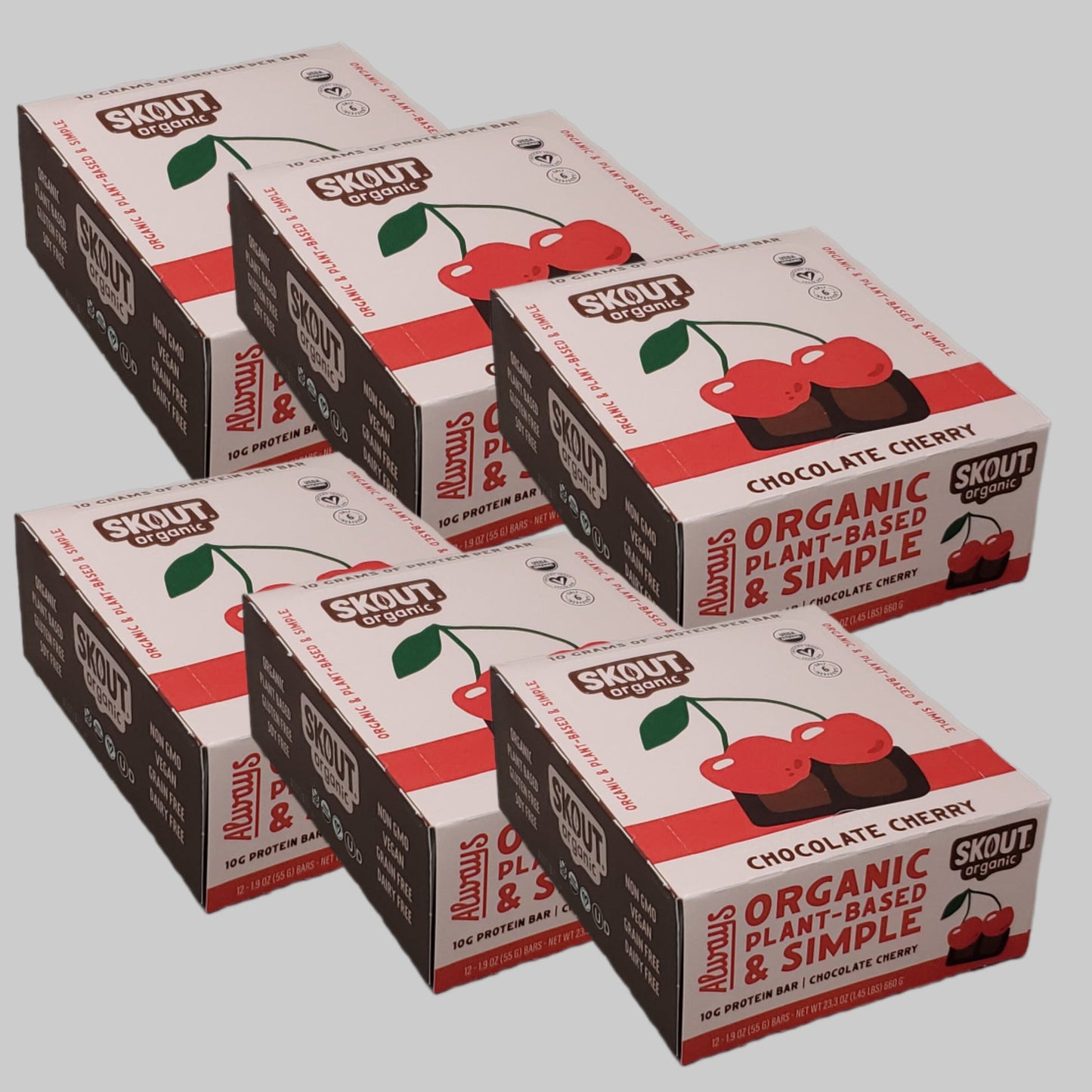 Skout Organic Chocolate Cherry Protein Bars Organic & Plant-Based Ingredients 12x/1.9 oz. Shelf Stable (as-is) Best By: 2/23