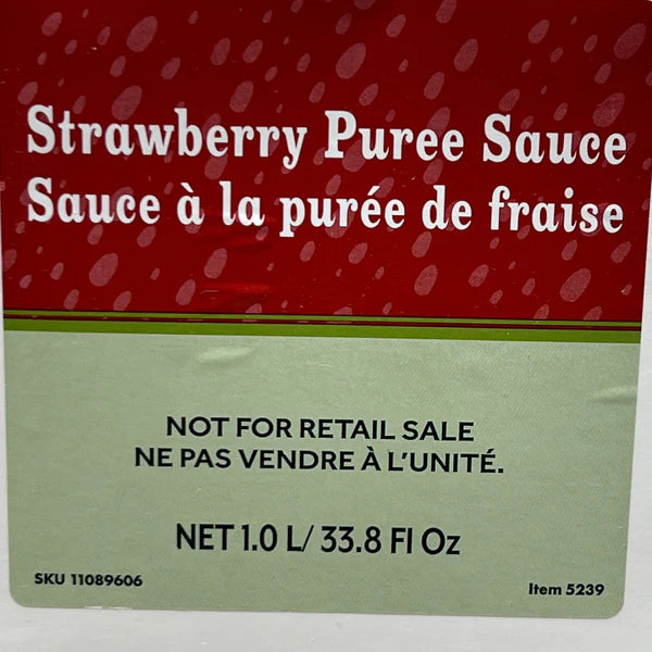 STARBUCKS Strawberry Puree Sauce (33.8 Fl oz / Bottle) Shelf Stable Best By: 10/24 (as-is)