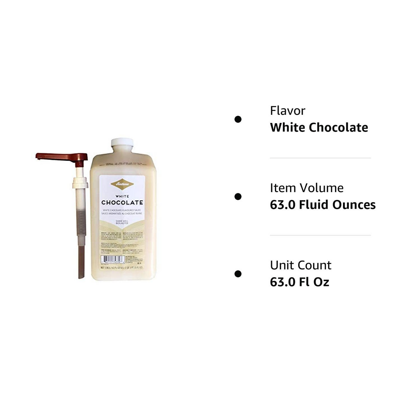 STARBUCKS Fontana White Chocolate Sauce - 63 fl.oz. Shelf Stable (as-is) Best By: 12/24