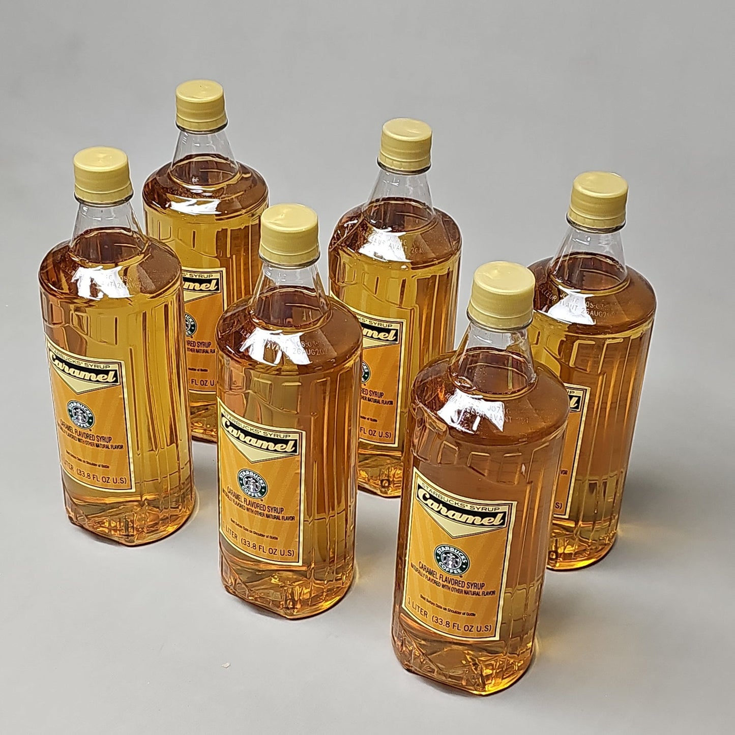 STARBUCKS Caramel Flavored Coffee Syrup Condition: New Size: 1 Liter (33.8 Fl Oz) Shelf Stable (as-is) CLOSEOUT Best By: 08/23