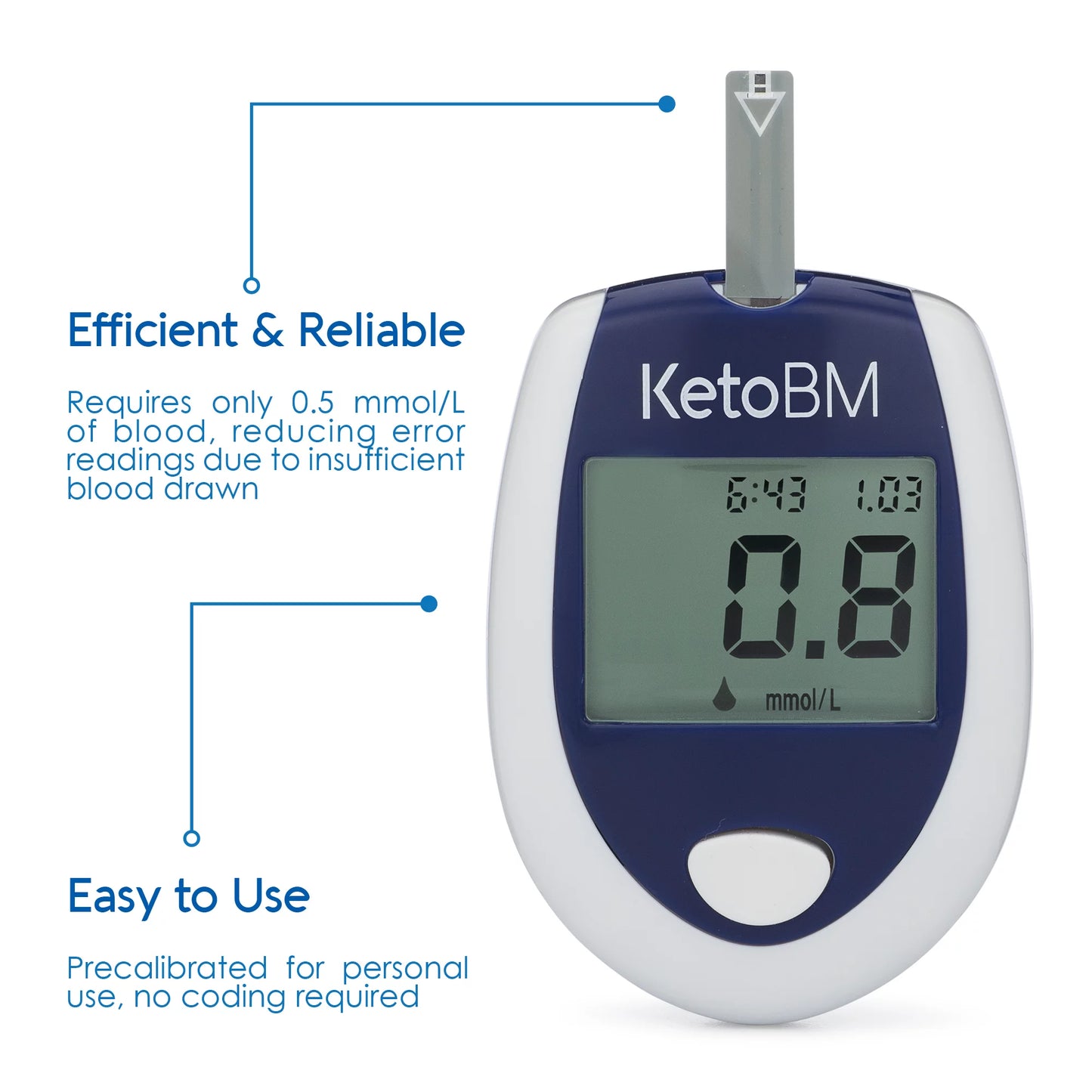 Keto BM Plus - Professional Ketone Blood Testing Kit - Complete System for Keto Diet Monitoring and Ketosis Level Diagnostics - Blood Ketone mmol/ L