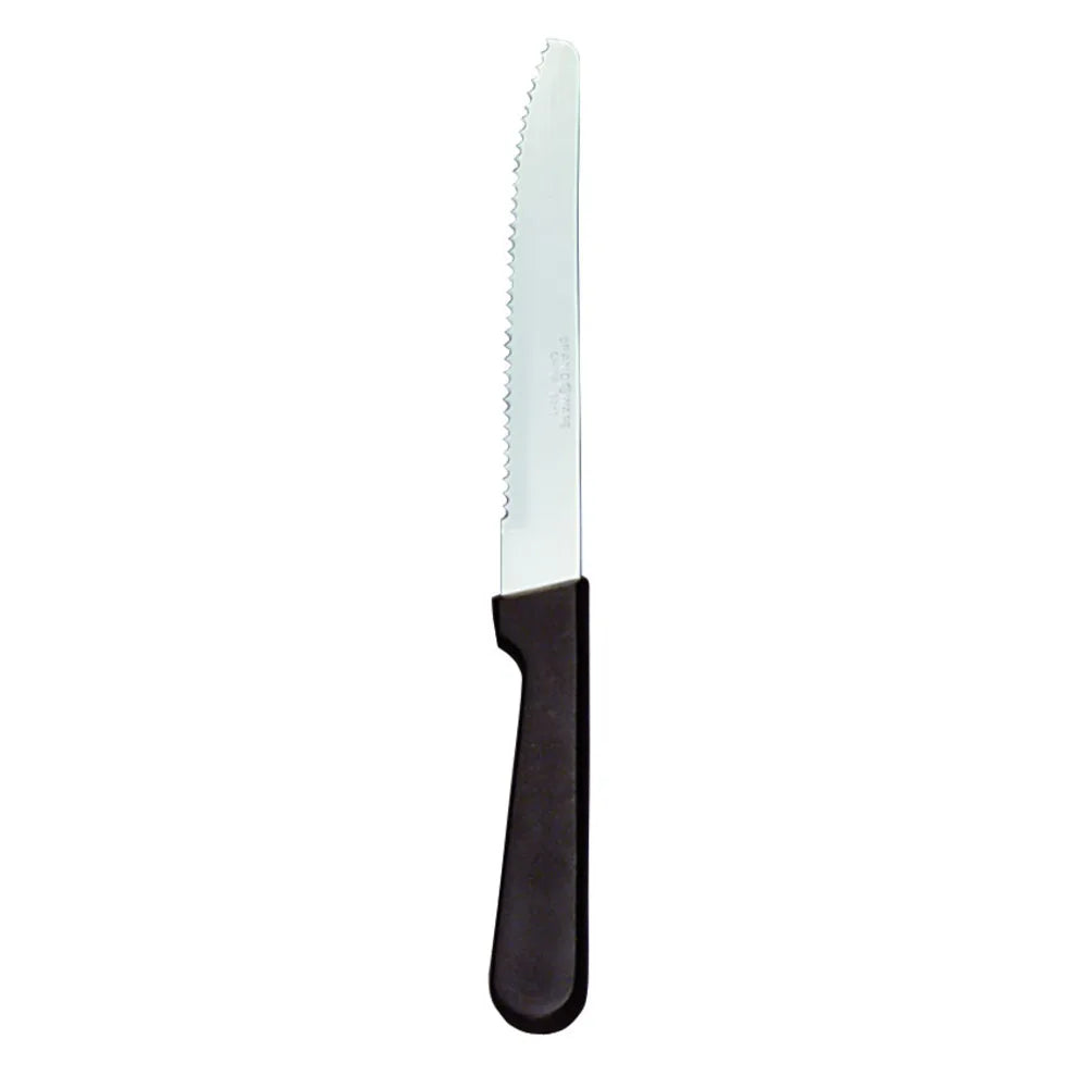 WORLD TABLEWARE - Steakhouse Steak Knives 12 Pcs. Round Tip Plastic Handle Size: 8-3/4" Black