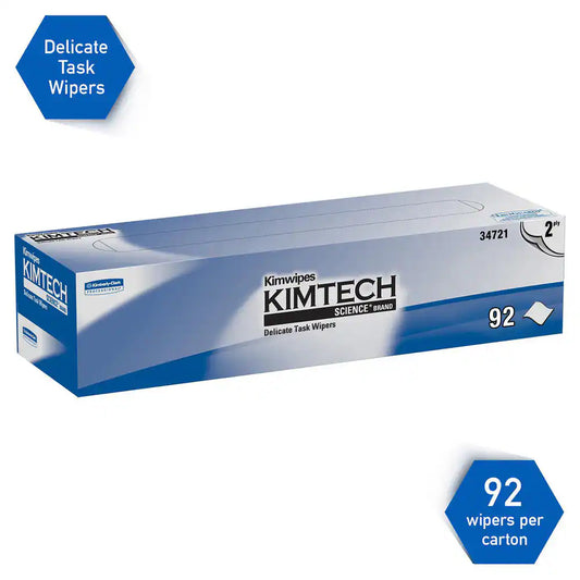 KIM TECH Dry Wipe, White, Box, 2-Ply Tissue, 92 Wipes, 14.4 in x 16.4 in