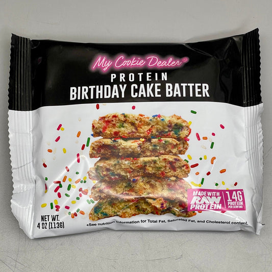 MY COOKIE DEALER Birthday Cake Batter Protein Cookies 4 oz 14g Protein Best By: 07/24 (New, as-is)
