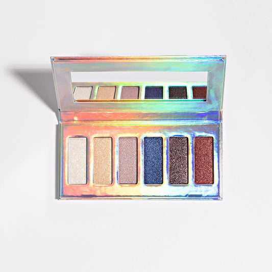 Maelle SOIRÉE EYESHADOW COLLECTION - Illuminating, Bold Color - Six (6x) eyeshadow shades in a mirrored compact. High-powered pigments: Martini, Prosecco, Magic Hour, Midnight, All-Nighter, Merlot Metallic Satin Eyeshadow Makeup Cosmetic