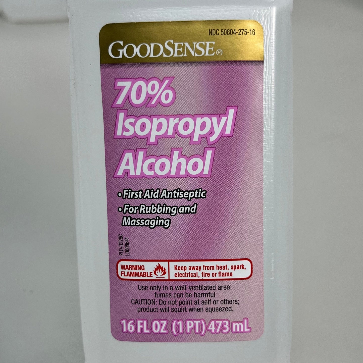 GOODSENSE 70% Isopropyl Alcohol First Aid Antiseptic 16 fl oz Case of 6x ct Shelf Stable Best By: 03/26