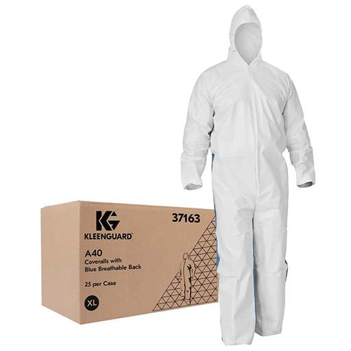 Kleenguard Protective Clothing XL A40 Coveralls Breathable Back White / Blue Model: 37163