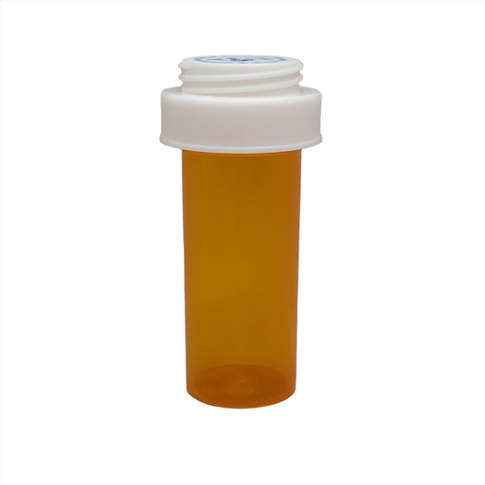 MHC Medical 8 Dram Pill / Specimen Bottles Vials & Reversible Caps 400 units Amber Vial / White Cap Model: 850801