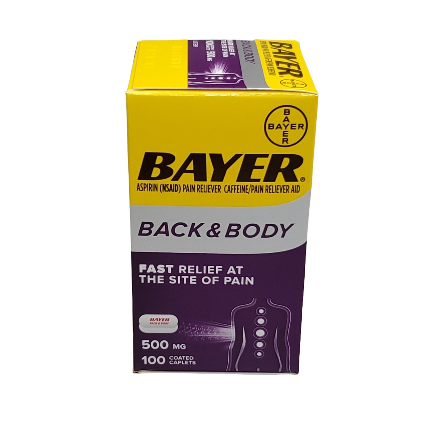 BAYER Aspirin Back & Body Pain Reliever 500 mg, 100 ct. Coated Caplets  Best By: 03/25