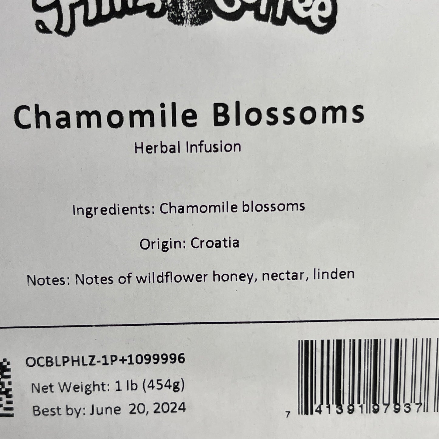 PHILZ COFFEE Chamomile Blossoms Herbal Infusion, 1 lb. Shelf Stable Best By: 6/24 (as-is)