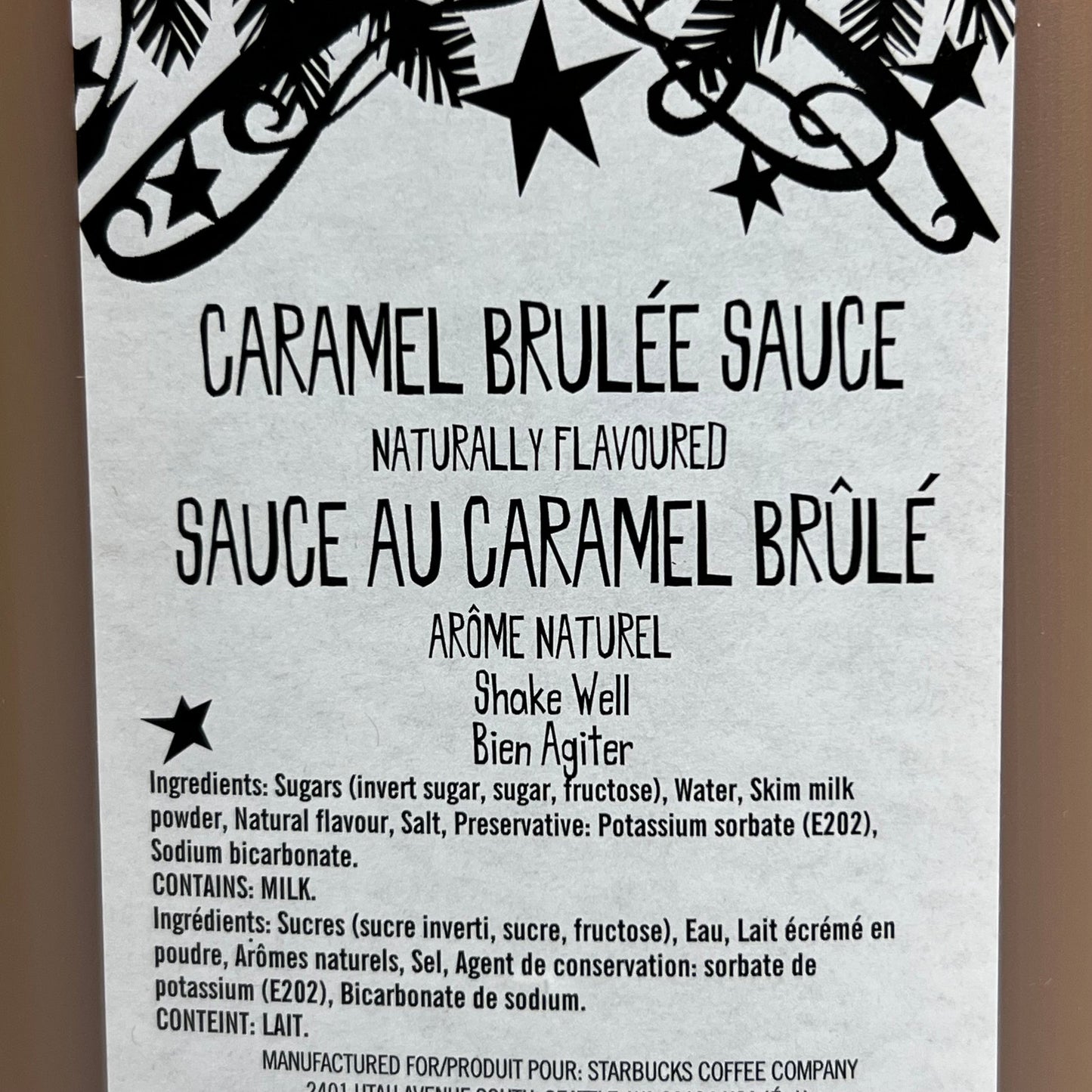 STARBUCKS Caramel Brulee Sauce 1.86 L./ 6 lbs. Shelf Stable Best By: 02/24 (as-is)