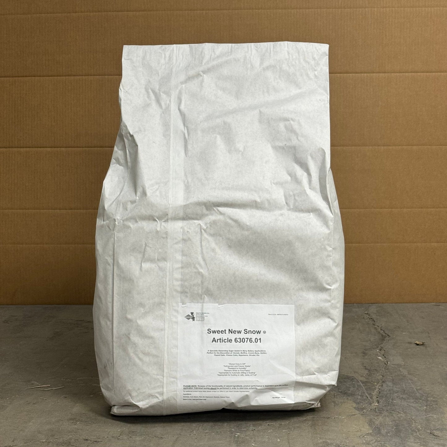 Decorating Powdered Sugar ABEL & SCHAFER Sweet New Snow (BULK) 50 lbs. Best By: 01/25 #63076.01