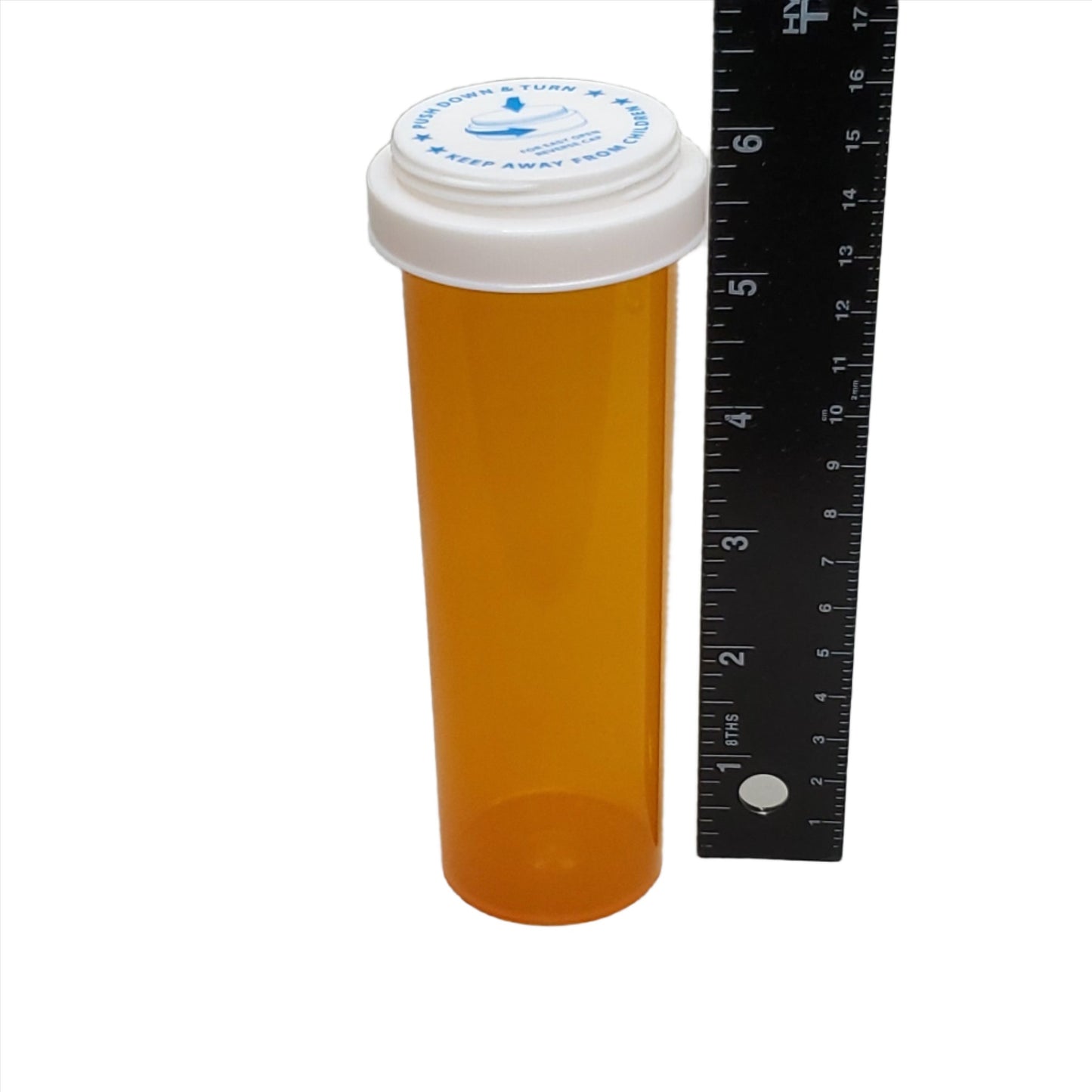 MHC Medical 60 Dram Pill / Specimen Bottles Vials & Reversible Caps 90 units Amber Vial / White Cap Model: 856001