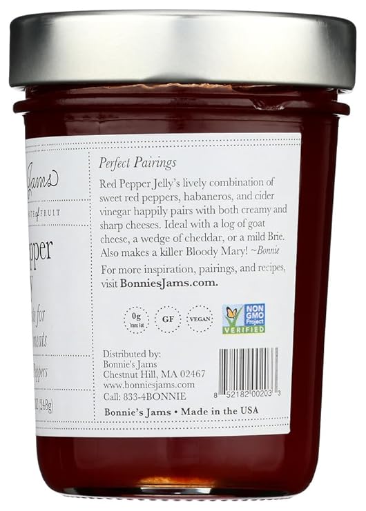 BONNIE'S JAMS Red Pepper Jelly 8.75 oz Best By: 5/25