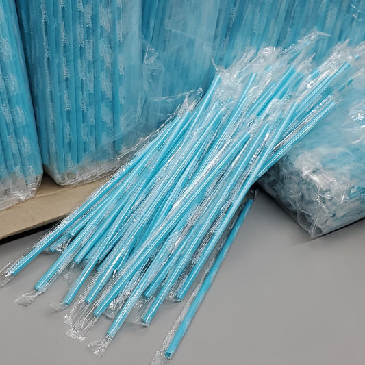 Plastic Wrapped Straws 9" Light Blue, 6000 ct.