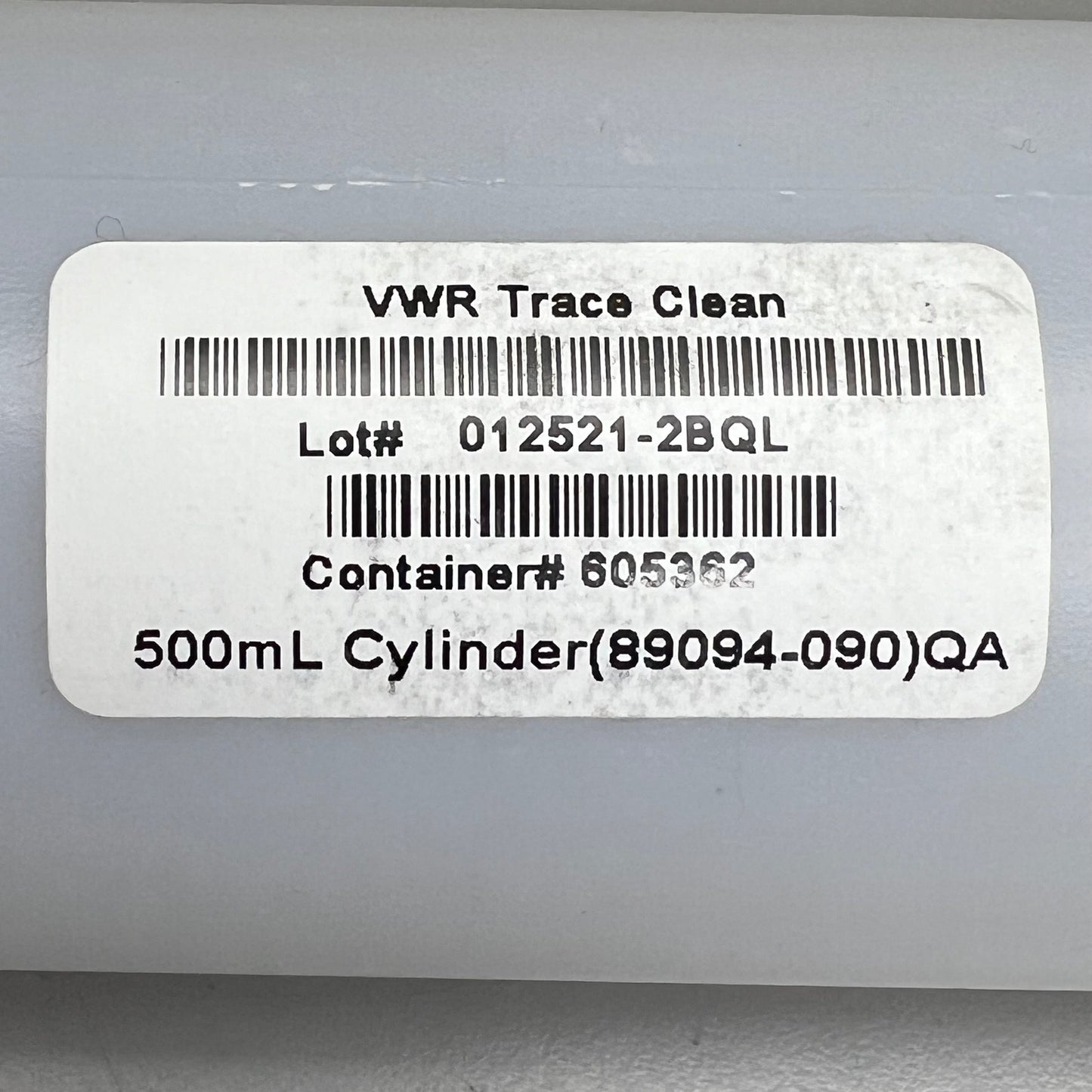 VWR TraceClean Cylinder Bottles 500mL 24 ct. Natural #89094-090