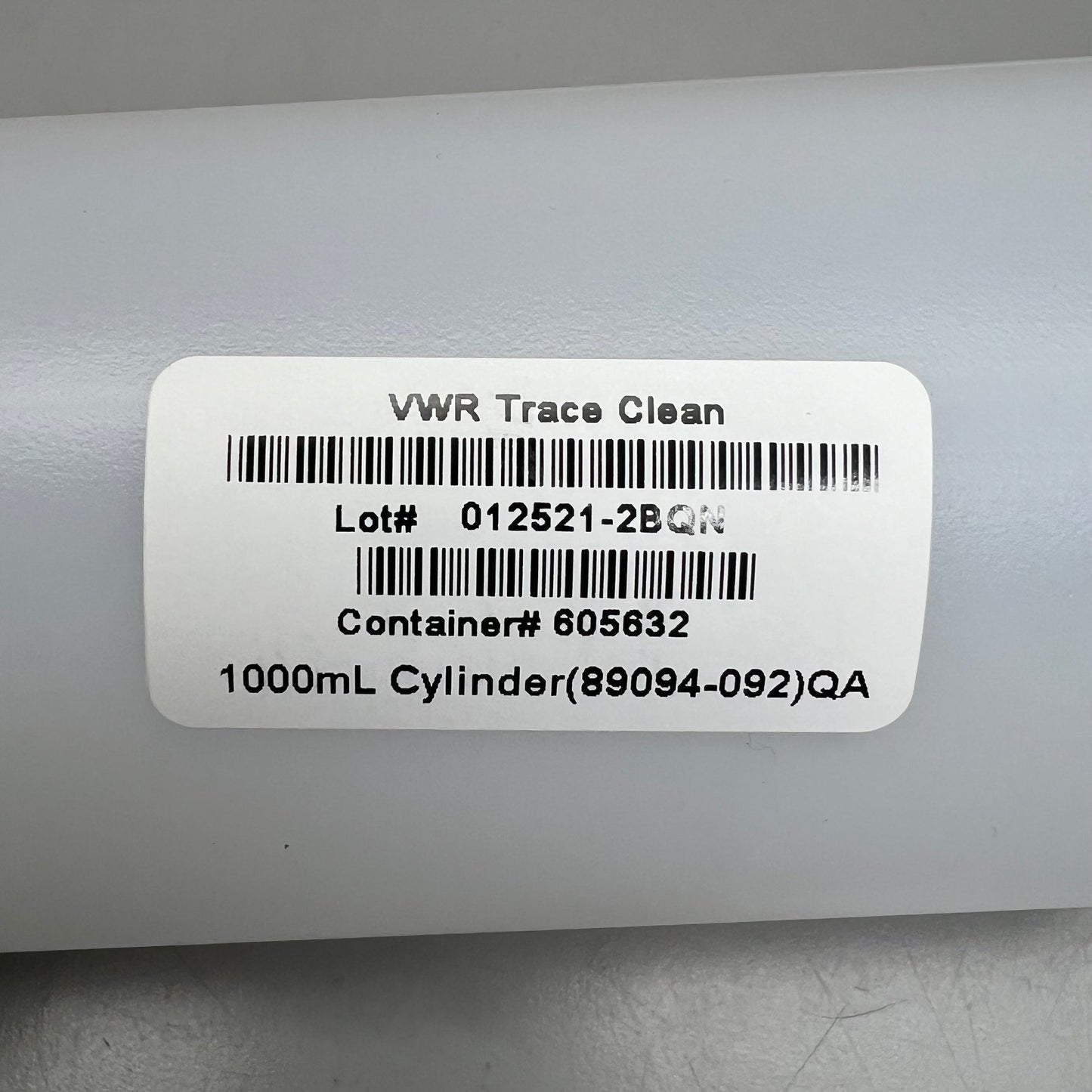 VWR TraceClean Cylinder Bottles 1000mL 12 ct. Natural #89094-092